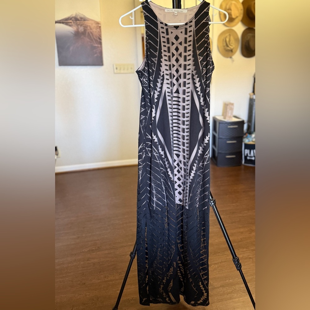 Rachel Roy Black and Cream Patterned Maxi Dress